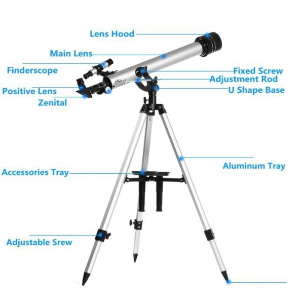 PROMORE 525X Astronomical Telescope F60700 - 700mm /60mm reflektionslins - Finderscope