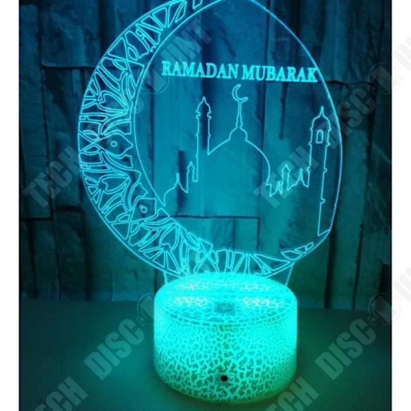 TD® Akryltabelampe Ramadan muslimsk dekoration 3D lysende stereo LED-nattlys hologram dekoration værelse