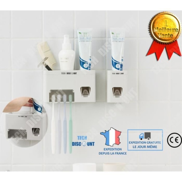 TD® Automatisk tandkrämsdispenser Barntandborsthållare Dubbel kompressionsdesign Solid väggfäste Creative