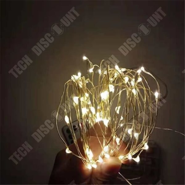 TD® Sæt af 3 Lyskæder LED 5m 50 LEDs, Varm Hvid, til Værelse, Jul, Bryllup, Fest, Hus, Have.