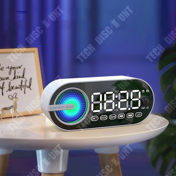 TD® Bluetooth Audio Mirror Klocka Väckarklocka Stereo Färgglada Ambient Lights Subwoofer Bärbar present Bluetooth-högtalare