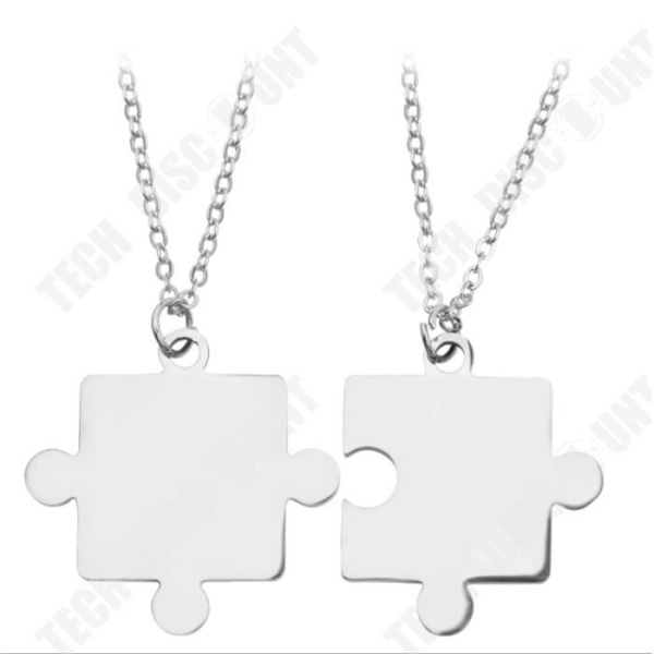 Pendentiv halskæde - TD® - Geometrisk puslespil - Rustfrit stål - Sølv - 60 cm Pengar
