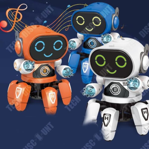 Dansende og blinkende elektrisk hexapod robot legetøj med musik, orange, legetøj robot til drenge og piger, fjernstyret robot til.