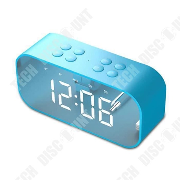 TD® Bluetooth-kaiutin LED Digitaalinen Kello Peili Herätys Bluetooth-langaton Kaiutin TF USB-musiikkiluku Sininen