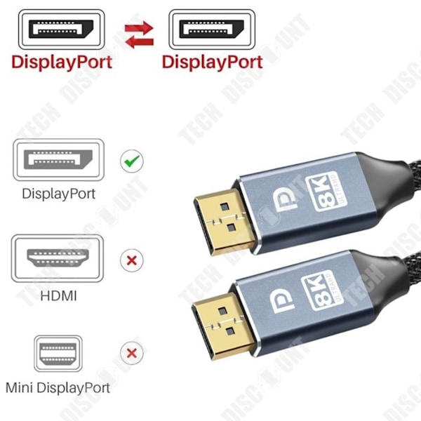 TD 3M Display Port 1.4 -kaapeli, DP-kaapeli, äänivideo, HDR 8K 60Hz, 4K 144Hz, 2K 165Hz, Display Port DP -kaapeli TV:lle, PC:lle, näytönohjaimelle