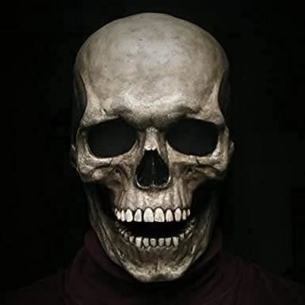 Helskallehjälmmask med rörlig käke Skrämmande Halloween-masker Helskalle 3D-skelettmask Halloween[1776]