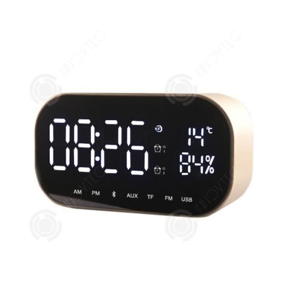 I® S2 trådlös Bluetooth-ljudkortsinsats U-skiva med väckarklocka radiotermometer utomhusdisplay universal silver