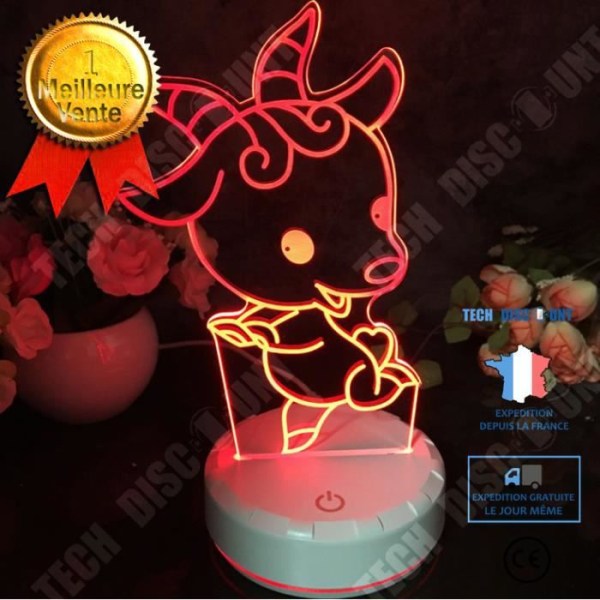 TD® LAMPE A POSER Mixte - Touch Veilleuse 3D Lampe de table en acrylique Signes du zodiaque - Mouton - hvid MIDENG™