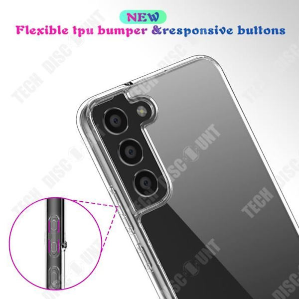 TD® Läpinäkyvä puhelinsuojus sormenjälkiä estävällä pinnalla Samsung Galaxy S22:lle, TPU-materiaalia, pölynkestävä, metallipinta