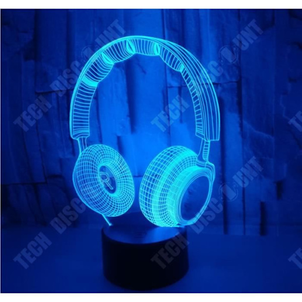 TD® LED Lamppu Korvakuulokemallinen Valaisin Illusio 3D Väri vaihtuva 7 Väriä Kosketus - Yonis Musta