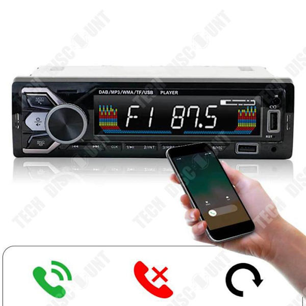 TD® Bluetooth-autoradio USB-kortinlukija langattomasti MP3-soitin lyhyt musiikki häviöttömänä