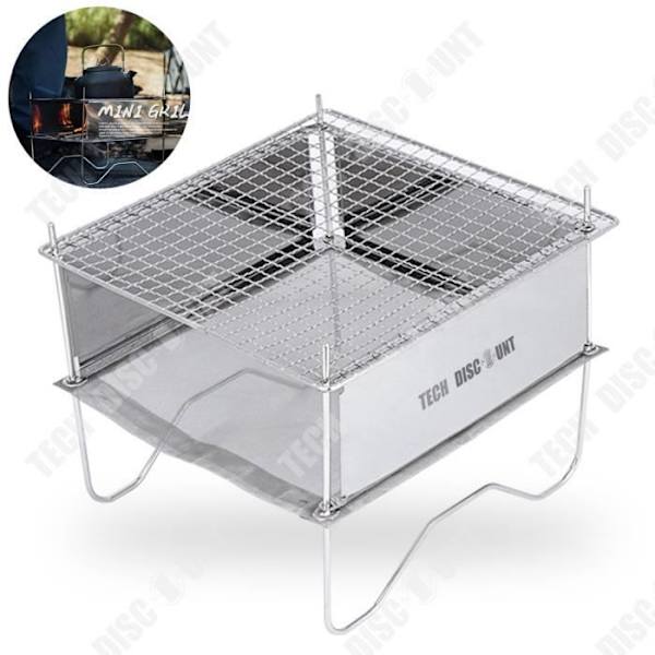 TD® Udendørs bærbar fleksibel barbecue i rustfrit stål, mini camping, enkel bålhampeholder 304 grillnet.