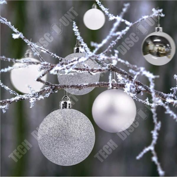 TD® 24 ST 4 cm Moderna glänsande julgran/kulor Bröllopsfest Hängande prydnad Juldekoration Tillbehör Silver