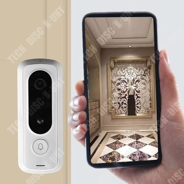 TD® Tuya trådløs video dørklokke 1080P WIFI smart intercom Tuya elektronisk øje uden hulboresning dør midt
