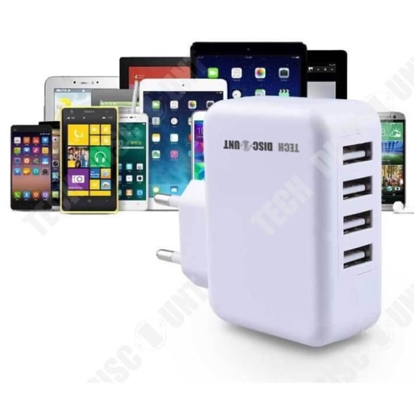 USB-lader TD® Direkte lader 4USB Mobiltelefonadapter Multiport væg lader