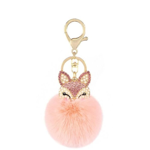 Nøgleknippe - TD® - Rævlook - 14x7.5x9.5CM - Legering - Strass - Imiteret pels