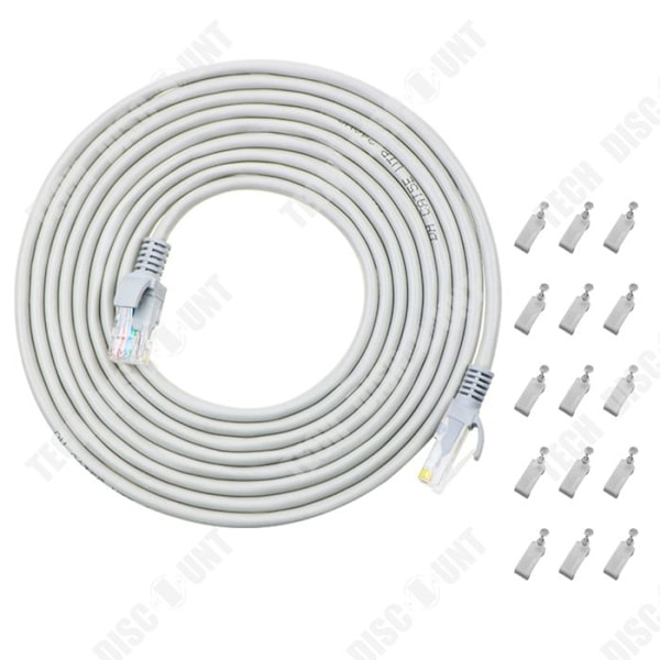 TD Cable ethernet cat6 verkkokaapeli 15 kpl ethernet-kaapeli klipsiä 30m harmaa hopea internetkaapeli RJ-45 liitin ethernet-kaapeli