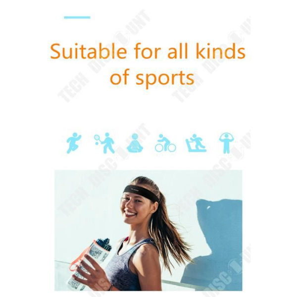 Bandeau Sport - TD® - Unisex - Antiperspirant - Svart färg - Hög kvalitet svart