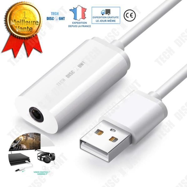 TD® Creative ulkoinen USB-äänikortti stereo äänituki, yhteensopiva mikrofonikuulokkeiden kanssa, yksi liitin lightning jack iPhone universaali
