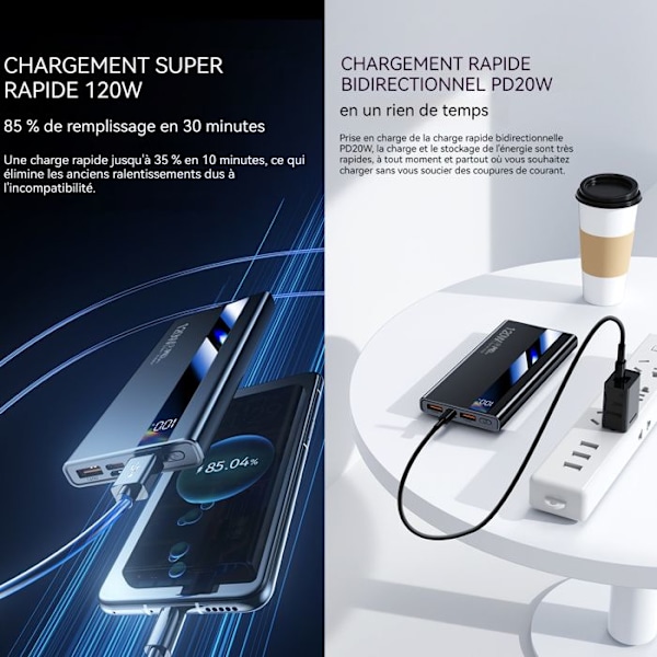 TD® Ulkoisen Akkupankki Lataaja 20000 mAh - Kaksois USB-portti 2.1 A 1.0 A - LCD-näyttö Salamavalo - älypuhelimien latur.