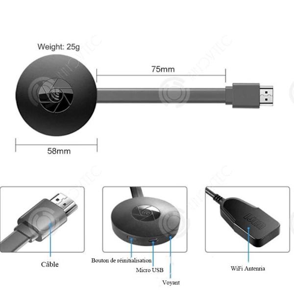 Näytön jakaja - INNOVTEC - G2 - HD 4K - Wi-Fi - Yhteensopiva Android/iOS/Windows