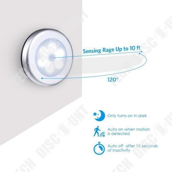 TD® ORIA® Bevægelsessensor Lampe, Automatisk Natlys, Skabslampe, Trappelys, Skabslygte, Nattelys, 3 STK