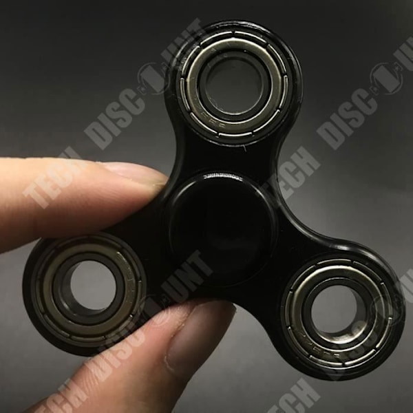 TD® Fidget Spinner - Hand Spinner - Kolmikäyräinen muovinen spinneri teräksillä, stressiä ja ahdistusta lievittävä lelu. Musta