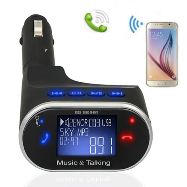 TD® Kit LCD Bluetooth auto ilman johtoa USB MP3 FM-radiolähetin - Autotarvike Handsfree Bluetooth, Kaukosäädin, USB