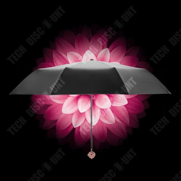 TD® Parasolt med dobbelt formål Diameter 103cm Solbeskyttelse og UV-beskyttelse Forstærket sort gummi Trippel parasol rosa och svart