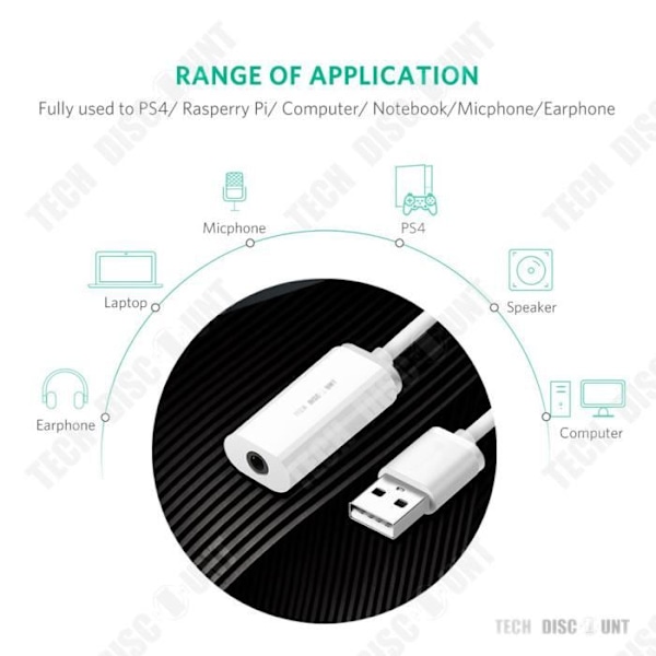 TD® Creative ulkoinen USB-äänikortti stereo äänituki, yhteensopiva mikrofonikuulokkeiden kanssa, yksi liitin lightning jack iPhone universaali