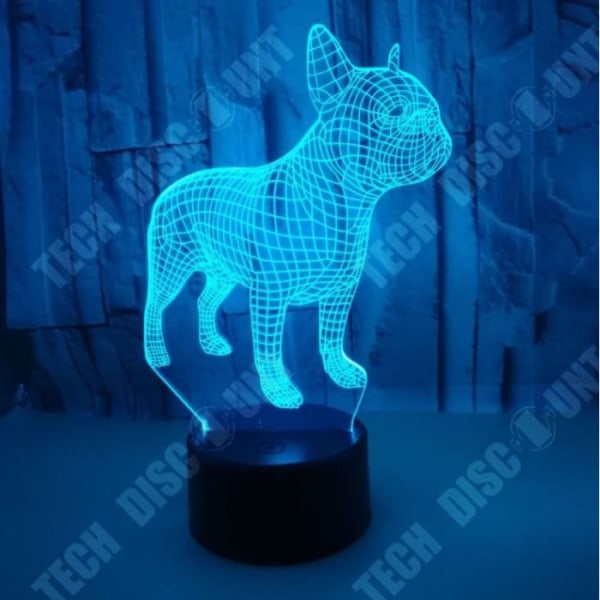 TD® 3D LED-bordslampa fransk bulldogg Söt valp RGB nattlampa USB-bordslampa Home Decro Julklapp