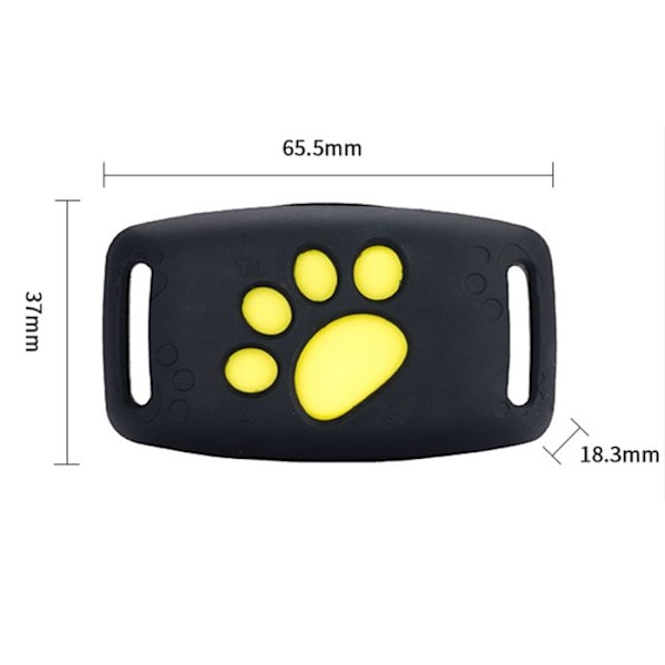 GPS-lokator - TD® - Vandtæt - Intelligent overvågning - Tab-sikker - Til hunde og katte Svart på utsidan och gul på insidan