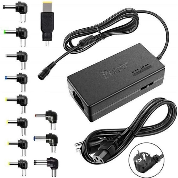 Strømforsyning - INN - TD - Universal oplader 12-24V - 13 hoveder inkluderet - Avanceret teknologi Svart
