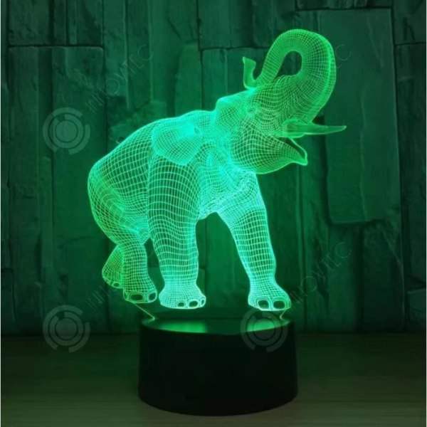 I® färgstarka nattlampa med beröring Present för USB-plugg-radiolampa för barn 3D elefantform nattljusfärger