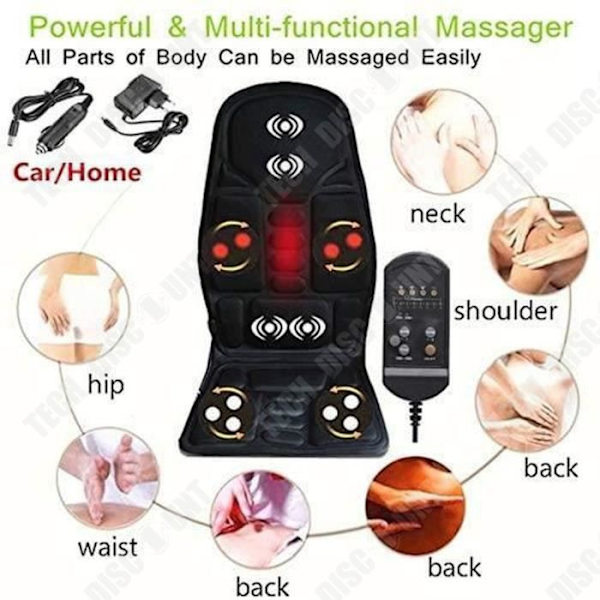 TD® Rygmassagepude Massage Stolesæde Massagestol med Opvarmningsfunktion til Hele Nakke Ryg