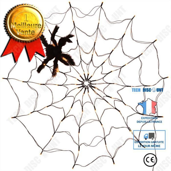TD® Halloween dekoration tilbehør med LED-spiderweb lys kontrol på afstand.