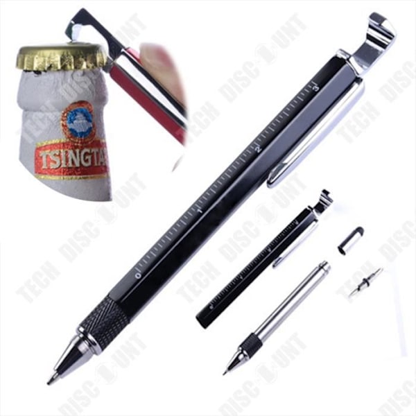 TD® Kreativ multifunktionel metal kuglepen gavepen hexagon værktøj pen seks-i-en skruetrækker vaterpas - sort