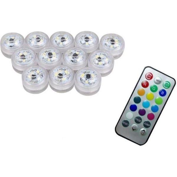 IPUIS dränkbara led-ljus - 12 st flerfärgade + enfärgade för bröllop, fest, födelsedag, pool Mång