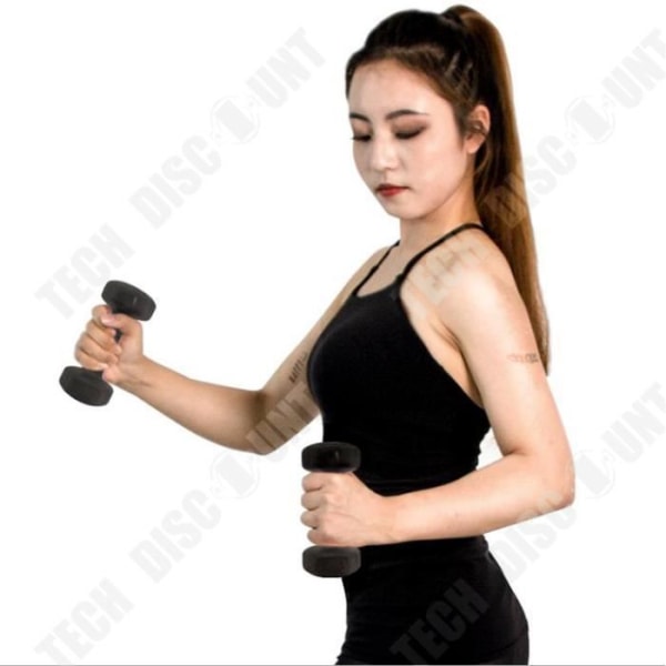 hantlar bodybuilding 2 * 1kg arm sport bodybuilding gummi fitness kvinna man sexkantiga vikter utrustning muskler färg svart