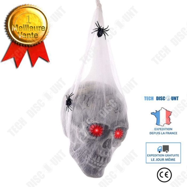 TD® Halloween dekoration röstaktiverad självlysande nätväska skalle spindelhuvud hängande bomull