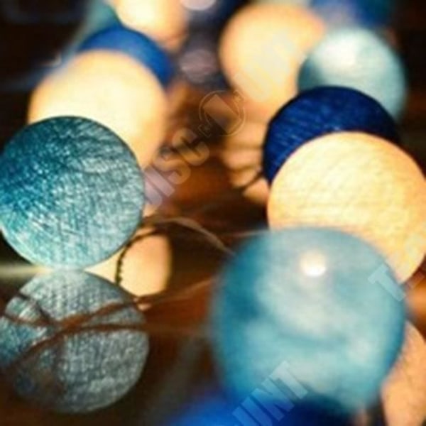 TD® 20 bollar 3 m LED-slingor Bubble Bomullsboll Fairy Lights Dekorativa lampor Blå och gula LED-lampor