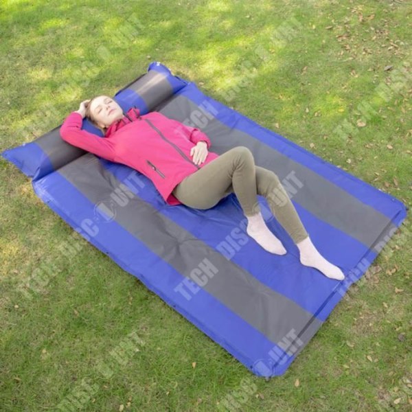 TD® Automatisk uppblåsbar kudde Bärbar dubbel luftkudde Sport utomhuscamping Fuktsäker luftkudde