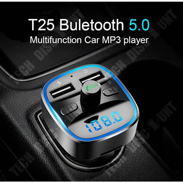 TD® FM Bluetooth-sender, bil MP3 radio trådløs kit med dual USB-porte, håndfri opkald, SD/TF understøttelse, USB