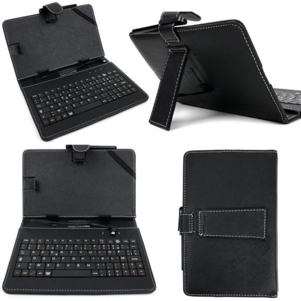 CON® lädertangentbord Tablettfodral 7 tums svart fodral med tangentbord för Tab 2 A7-10, Tab 2 A7-30 och Tab 2 A8
