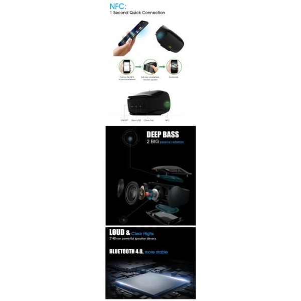 Bärbar högtalare - Cowin - MiniBoom - Bluetooth 4.0 - 6W - Pekkontroller