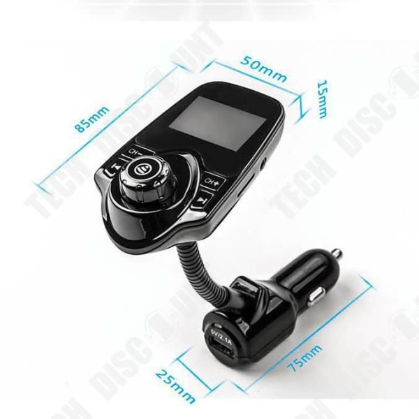Bluetooth-sender - TD® - MP3 USB-oplader - Stort 1,3 tommer skærm - Spilletid 1000 timer - Hurtig opladning