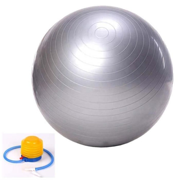 SODIAL yoga träningsboll - 75cm - sprängsäker - luftpump ingår grå