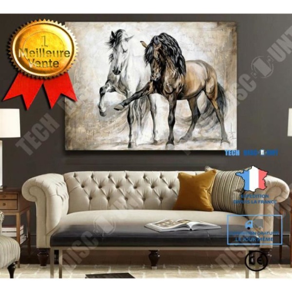 Retro Nostalgisk Brun häst Vardagsrum Dekorativ målning Djur Oljemålning Konstmålning Inramad målning
