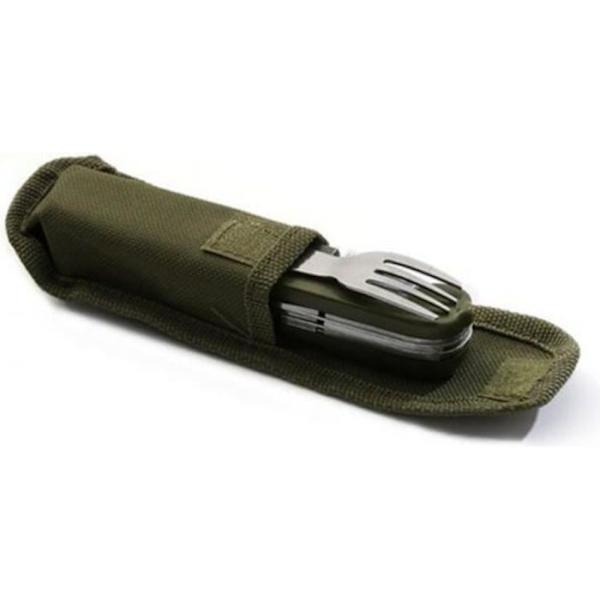 Leirintävälineet - Armeija - Käännettävä - Ruostumaton Teräs - Vihreä - Täydellinen Setti