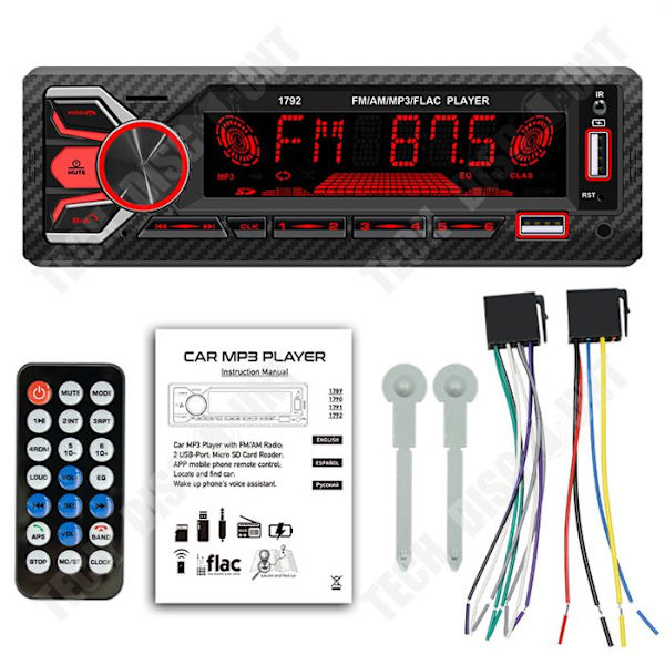 TD® Bluetooth bilradio enzons bilradio sju färgljus förlustfri musik MP3-spelare USB-plugin för bil